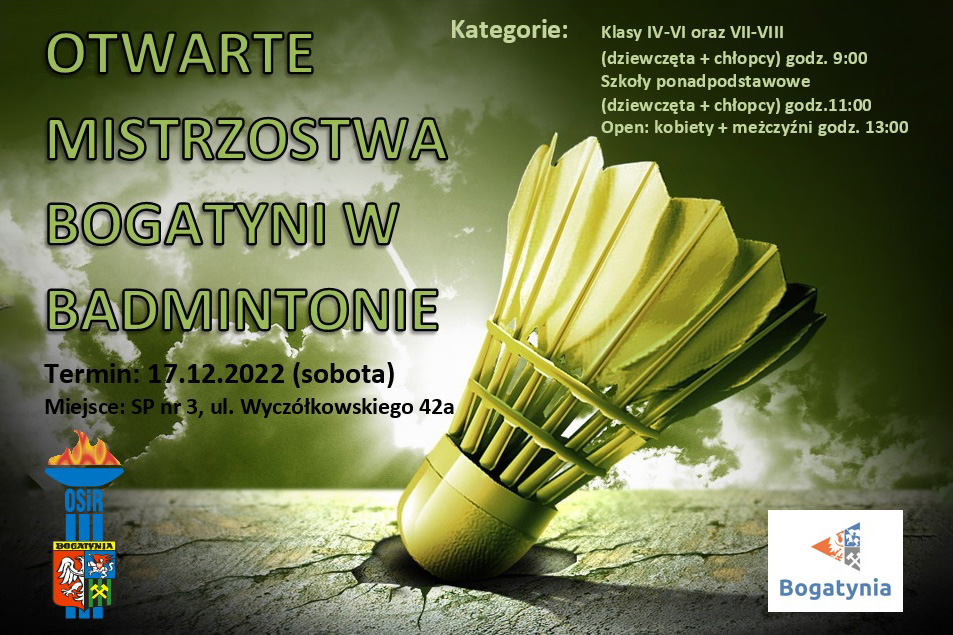 You are currently viewing Otwarte Mistrzostwa Miasta i Gminy Bogatynia w Badmintonie