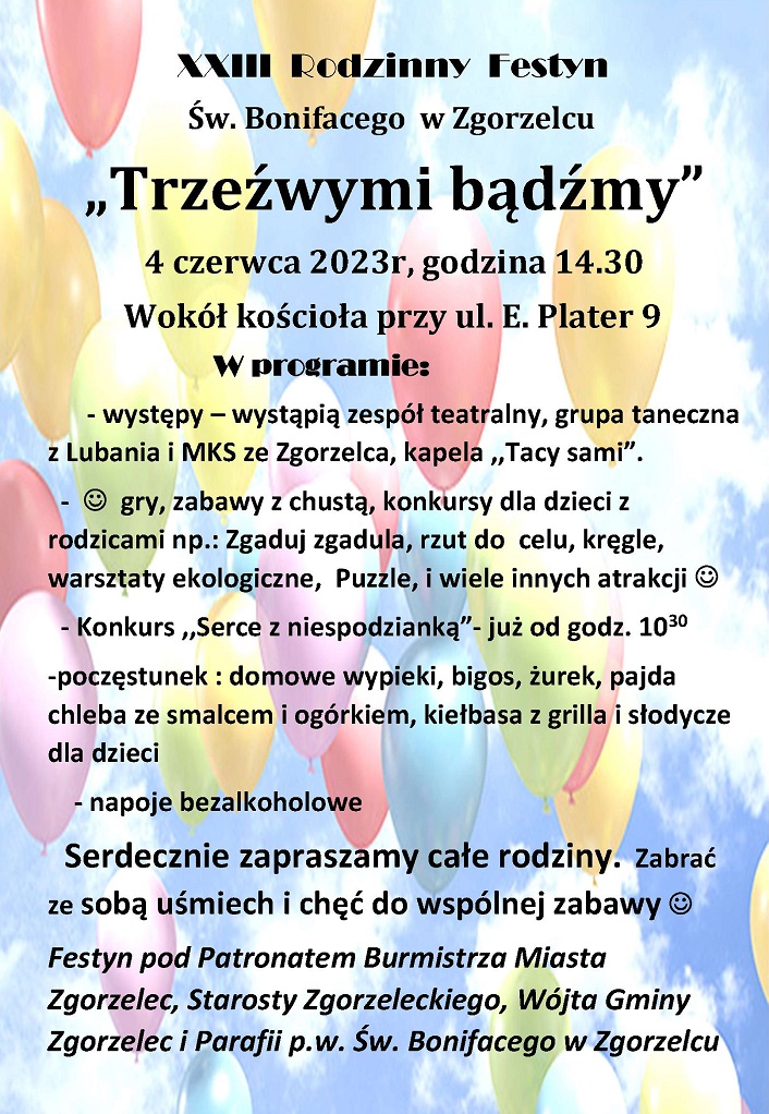 You are currently viewing Zaproszenie na festyn rodzinny u Św. Bonifacego